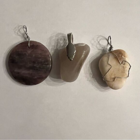 Natural Stone Pendants (Set of 3) - Picture 2 of 3